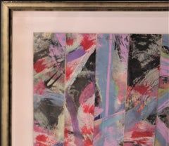 Untitled Abstract Contemporary Gestural Pink and Red Woven Mixed Media Painting
