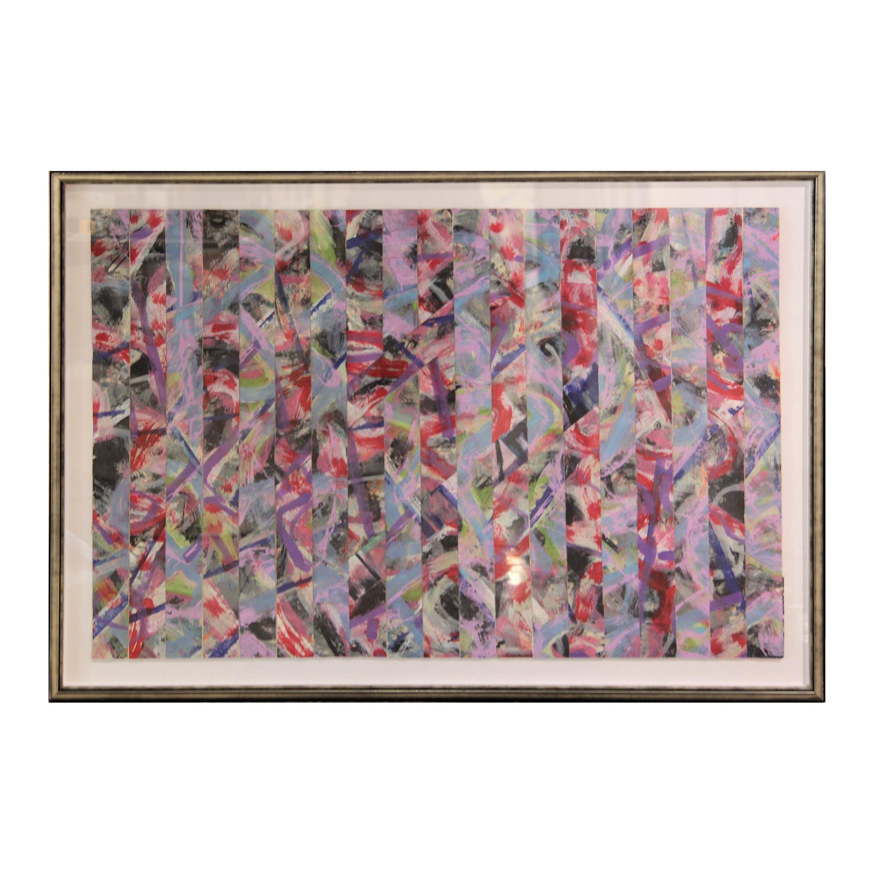 Untitled Abstract Contemporary Gestural Pink and Red Woven Mixed Media Painting - Mixed Media Art by Ibsen Espada