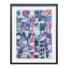 Untitled Abstract Contemporary Gestural Pink & Purple Woven Mixed Media Painting