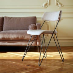 Ibsen Miss Grey, modern fabric chair with elegant steel frame