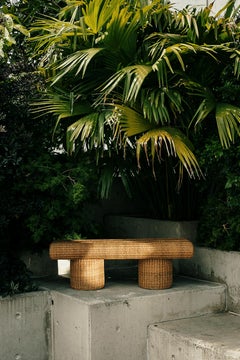 Ibuju 02 Medium Bench in Colombian Woven Yaré Natural Fiber by Fango Studio