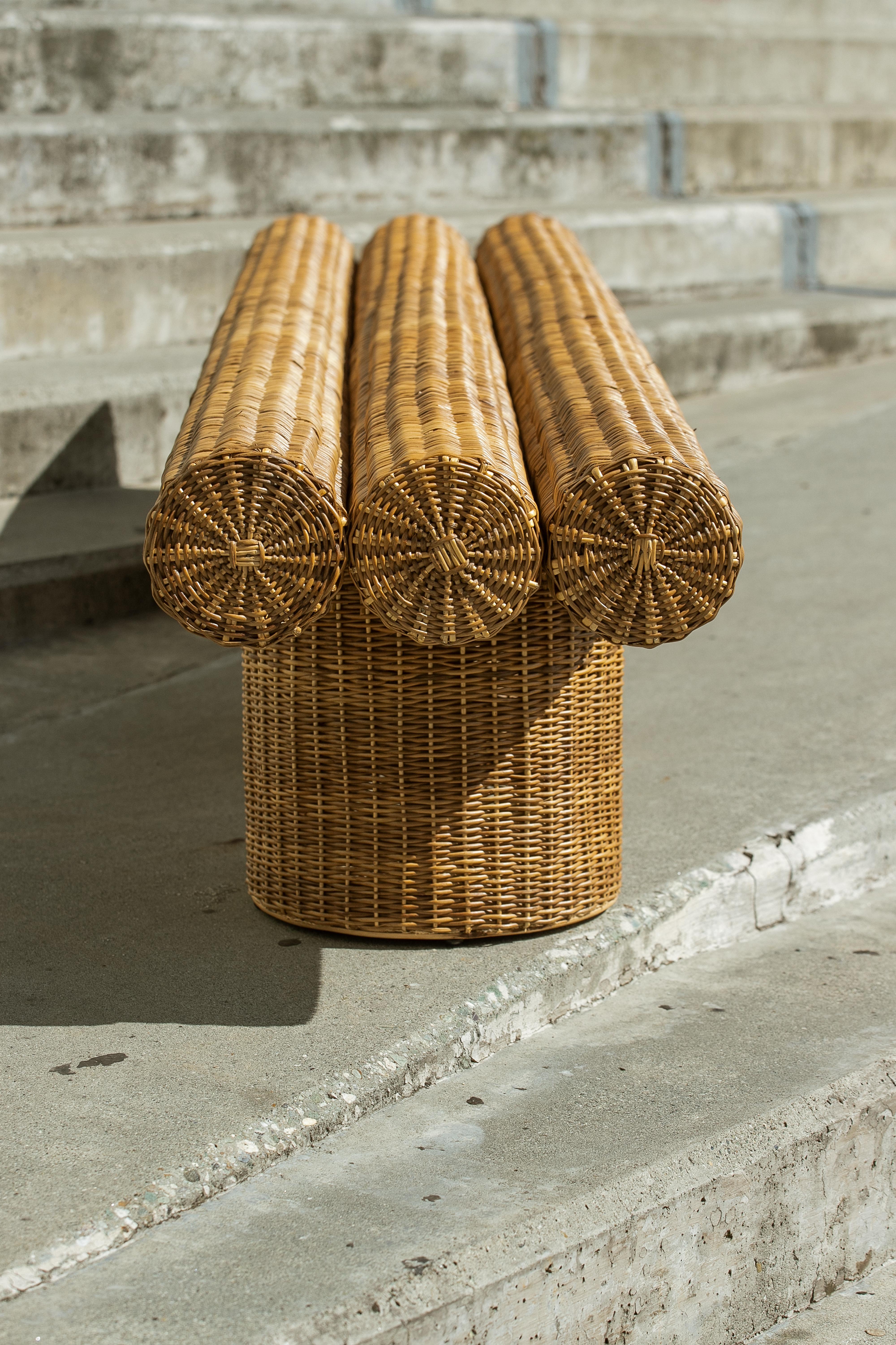 Contemporary Ibuju 02 Medium Bench in Colombian Woven Yaré Natural Fiber by Fango Studio For Sale