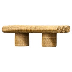Ibuju 03 Large Bench in Colombian Woven Yaré Natural Fiber by Fango Studio