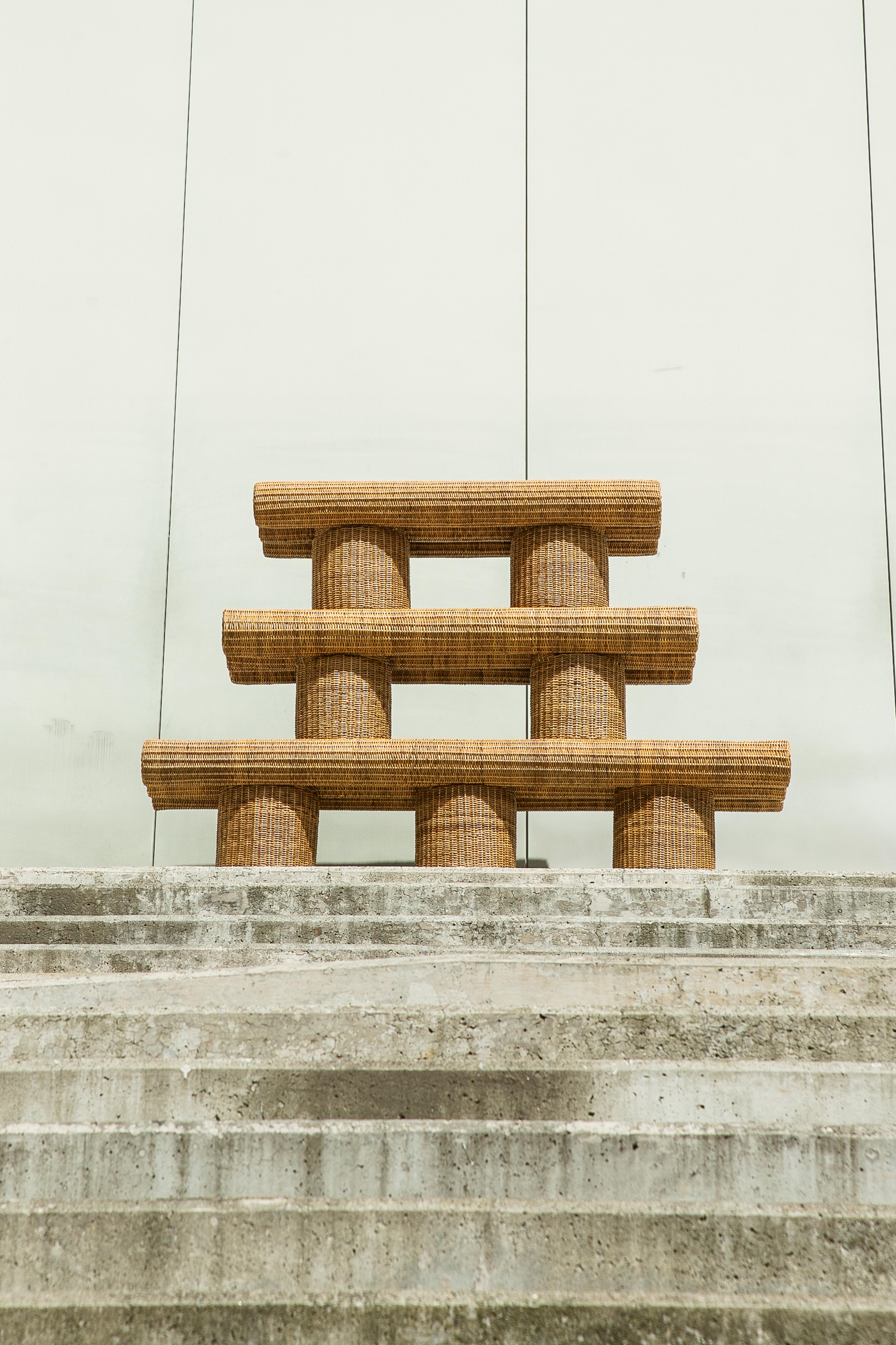 Ibuju 04 Extra Large Bench in Colombian Woven Yaré Natural Fiber by Fango Studio For Sale 4