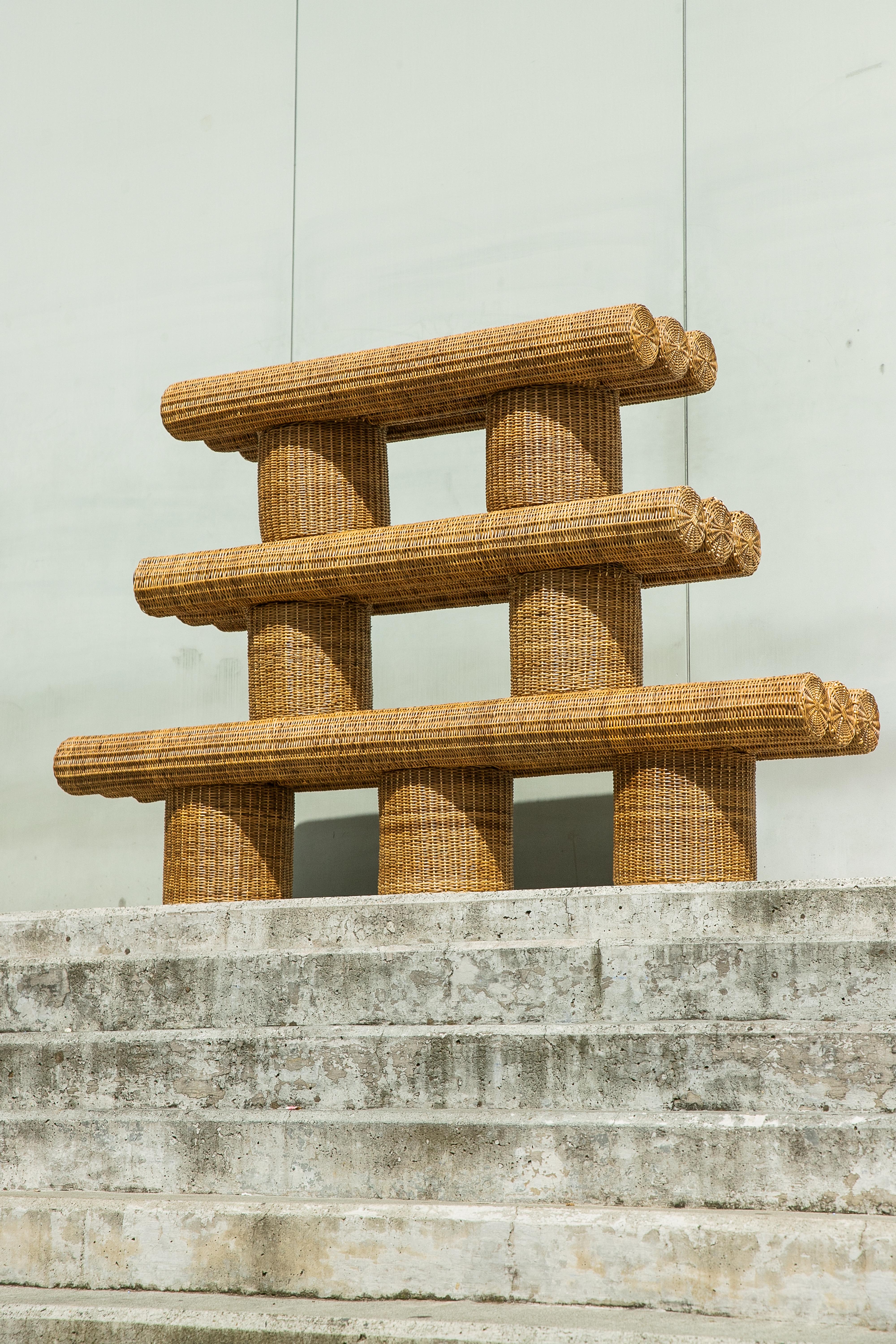 Ibuju 04 Extra Large Bench in Colombian Woven Yaré Natural Fiber by Fango Studio For Sale 5
