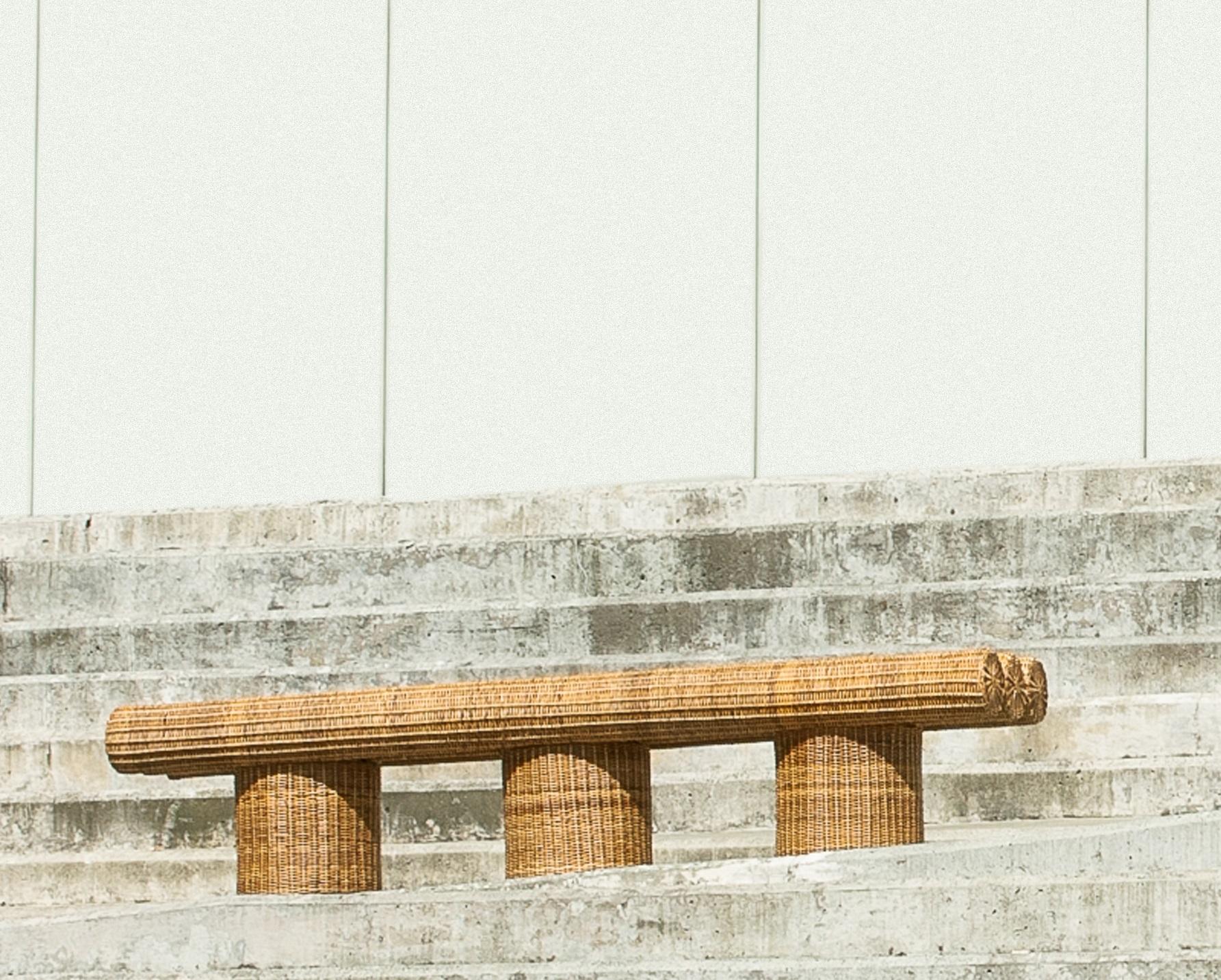 Ibuju 04 Extra Large Bench in Colombian Woven Yaré Natural Fiber by Fango Studio For Sale 3