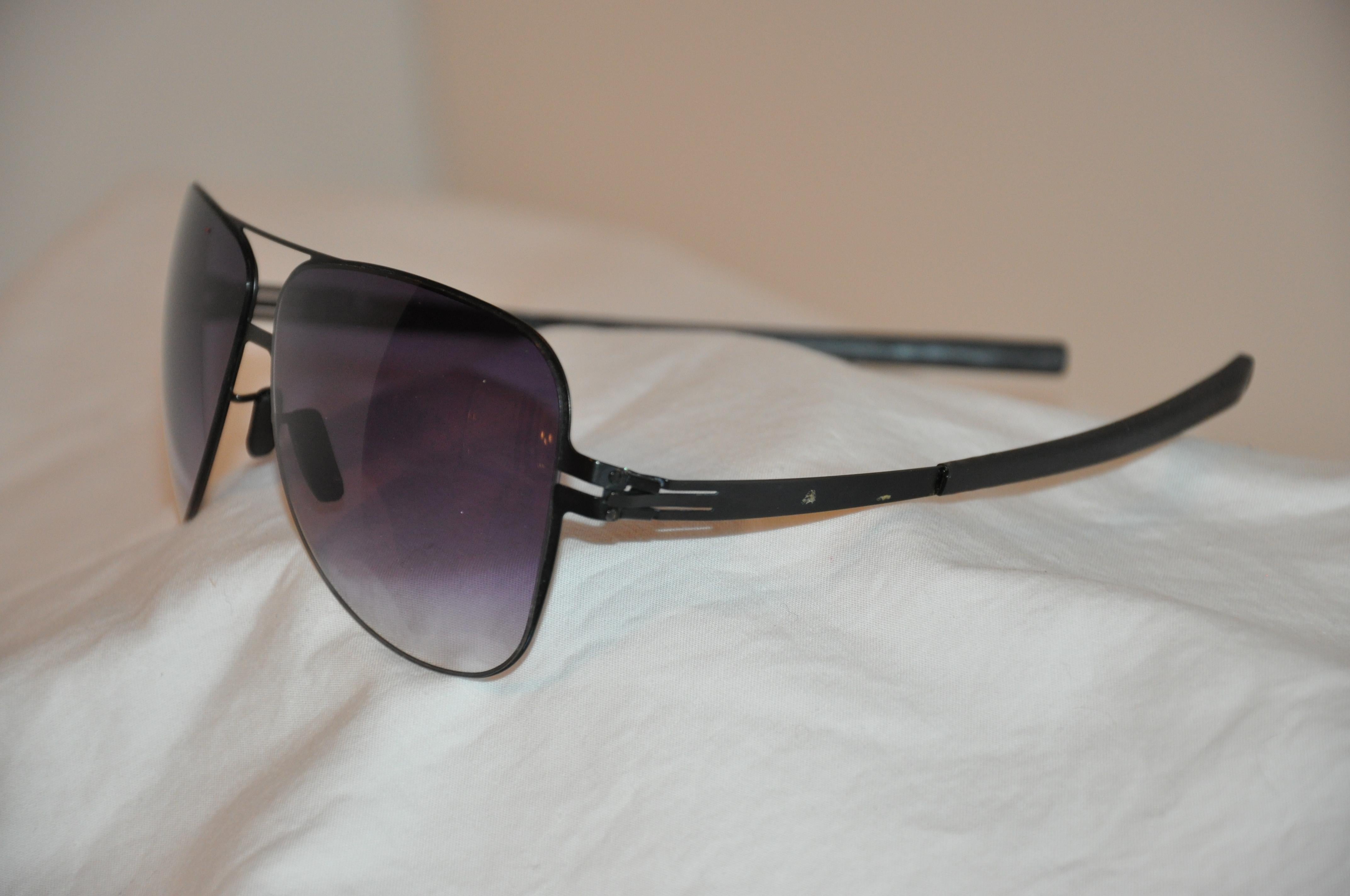 Ic! Berlin Black Signature Lightweight Titanium Flexible Arms Sunglasses For Sale 2