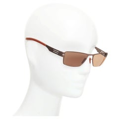 IC BERLIN Classic Carl brown sheet metal rectangular eyewear sunglasses