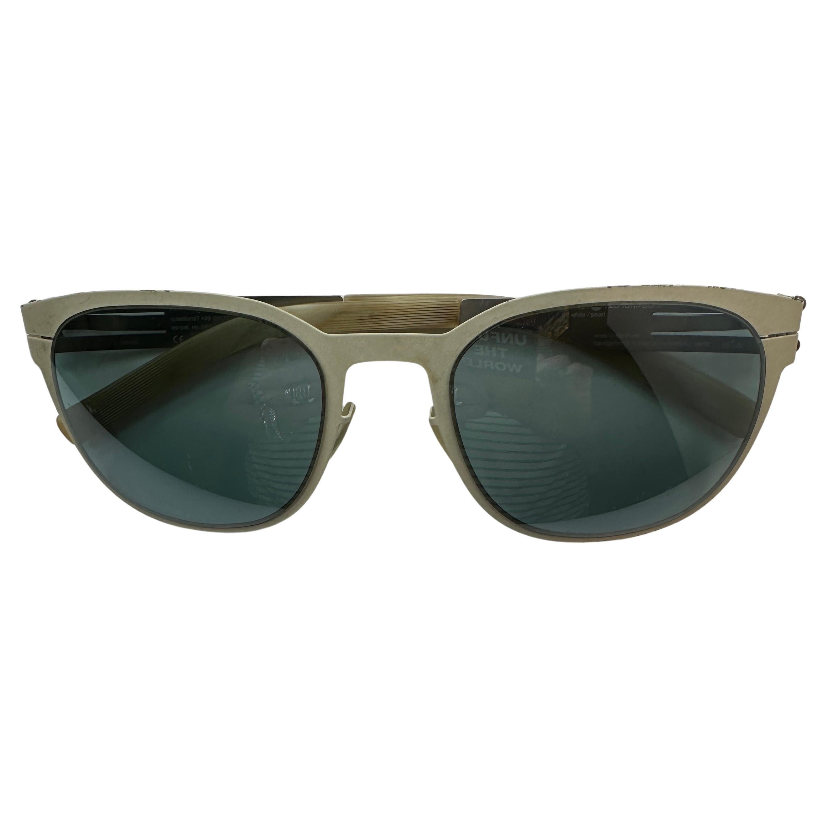 Ic! Berlin 'Limited Edition' Cream & Stainless Steel 'Spring Back' Arms Sunglass For Sale