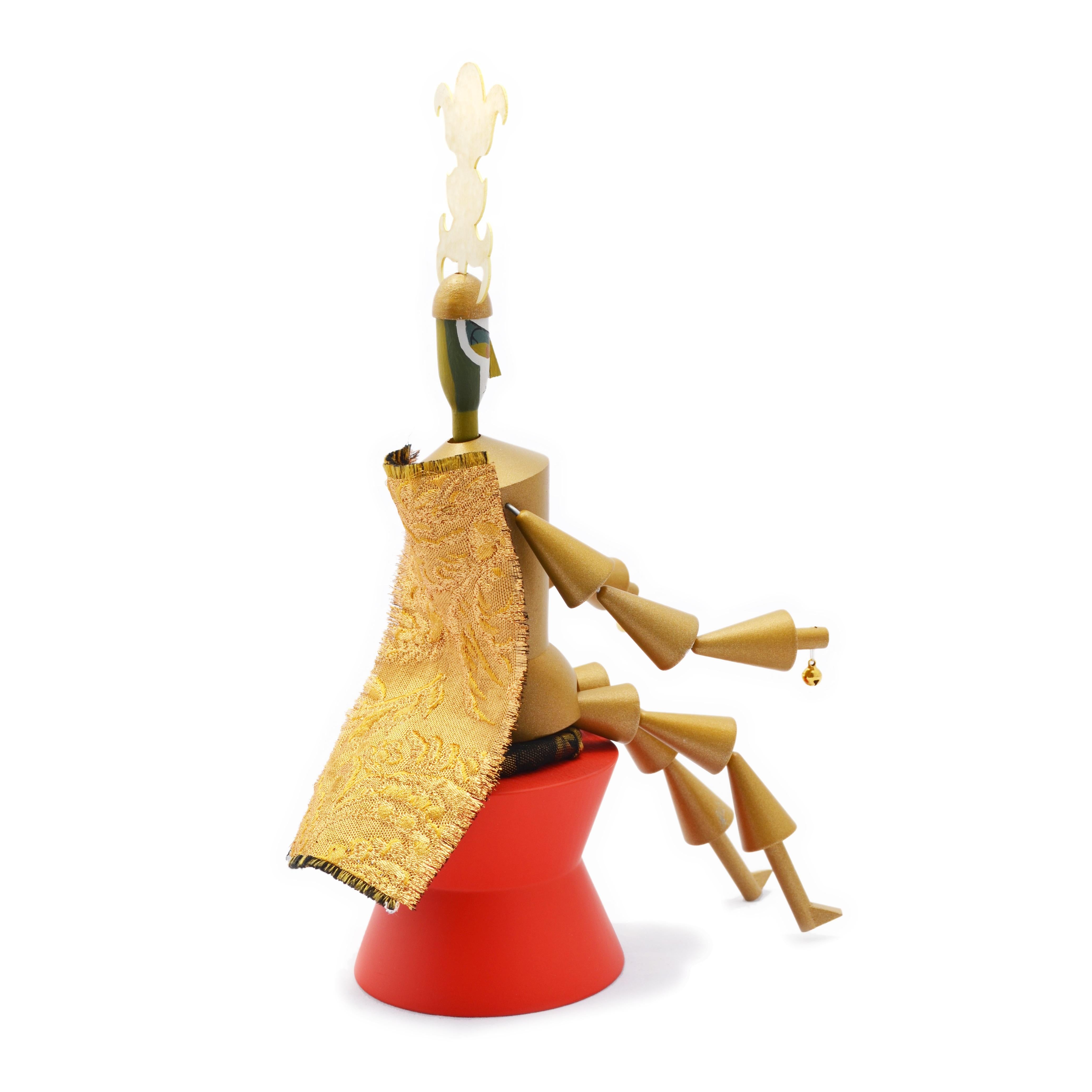 These posable figurines are based on the original 1918 Dada marionettes by Sophie Taeuber-Arp. The original marionettes (17 in all) were created by Taeuber-Arp for a richly embellished Dada version of “King Stag”, a tragicomedy by Carlo Gozzi.