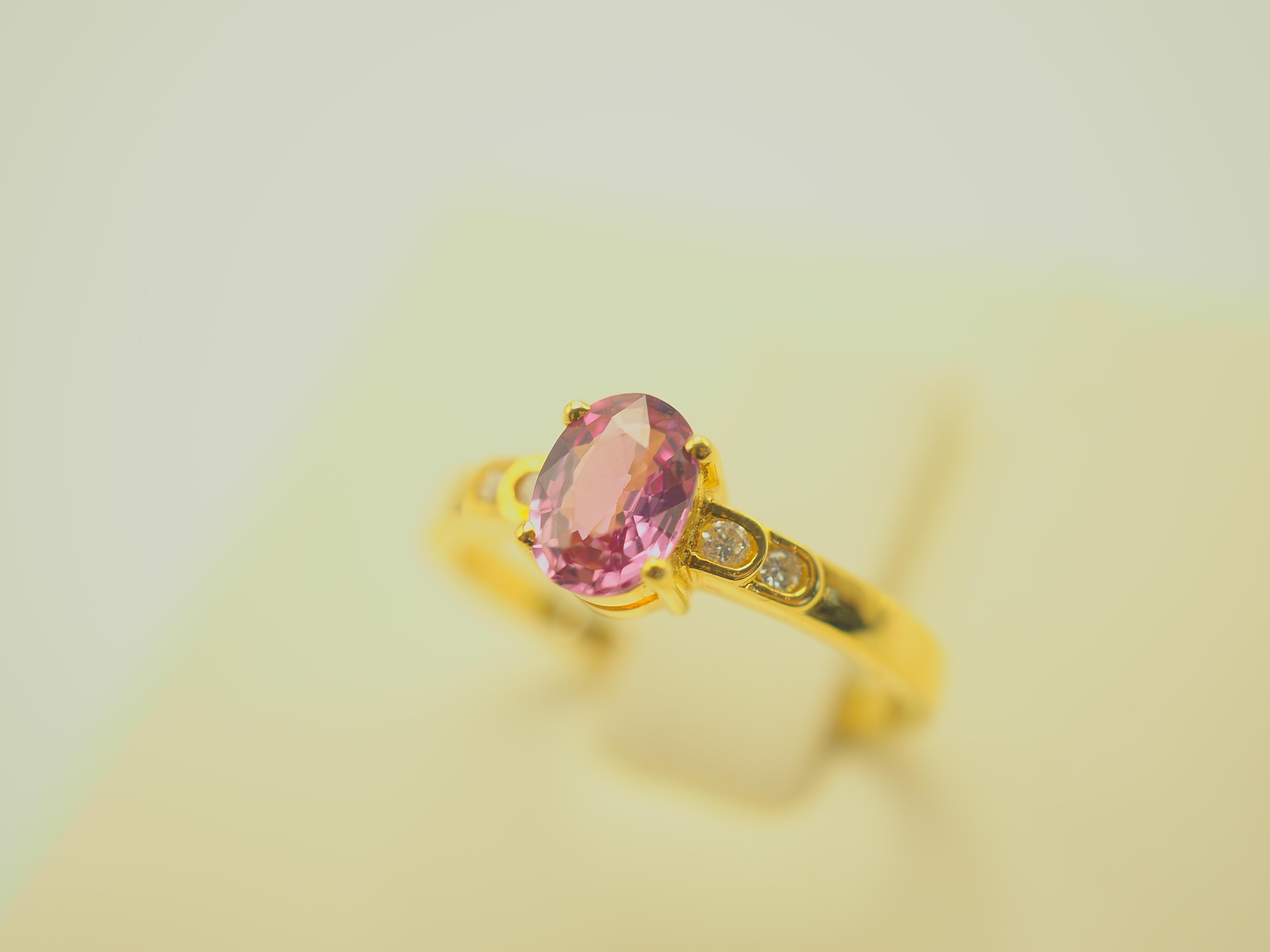 ICA 18K Gold 0.84ct Pink Sapphire & 0.06ct Diamond Fine Engagement Ring 1