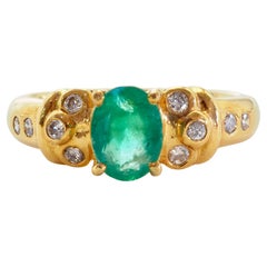 ICA 18K Gold 0,86ct F1 Smaragd & 0,20ct Brillant Diamant Feiner Ring