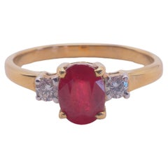 ICA 18K Gold 1.11ct Ruby & 0.14ct Diamond Engagement Ring