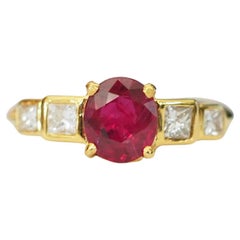 ICA 18k Gold No Heat 1.02ct Mozambique Ruby & Diamond Woman's Fine Ring