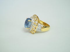 ICA 18k Gold No Heat 8.58ct Ceylon Blue Star Sapphire & 2.19ct Diamond Ring