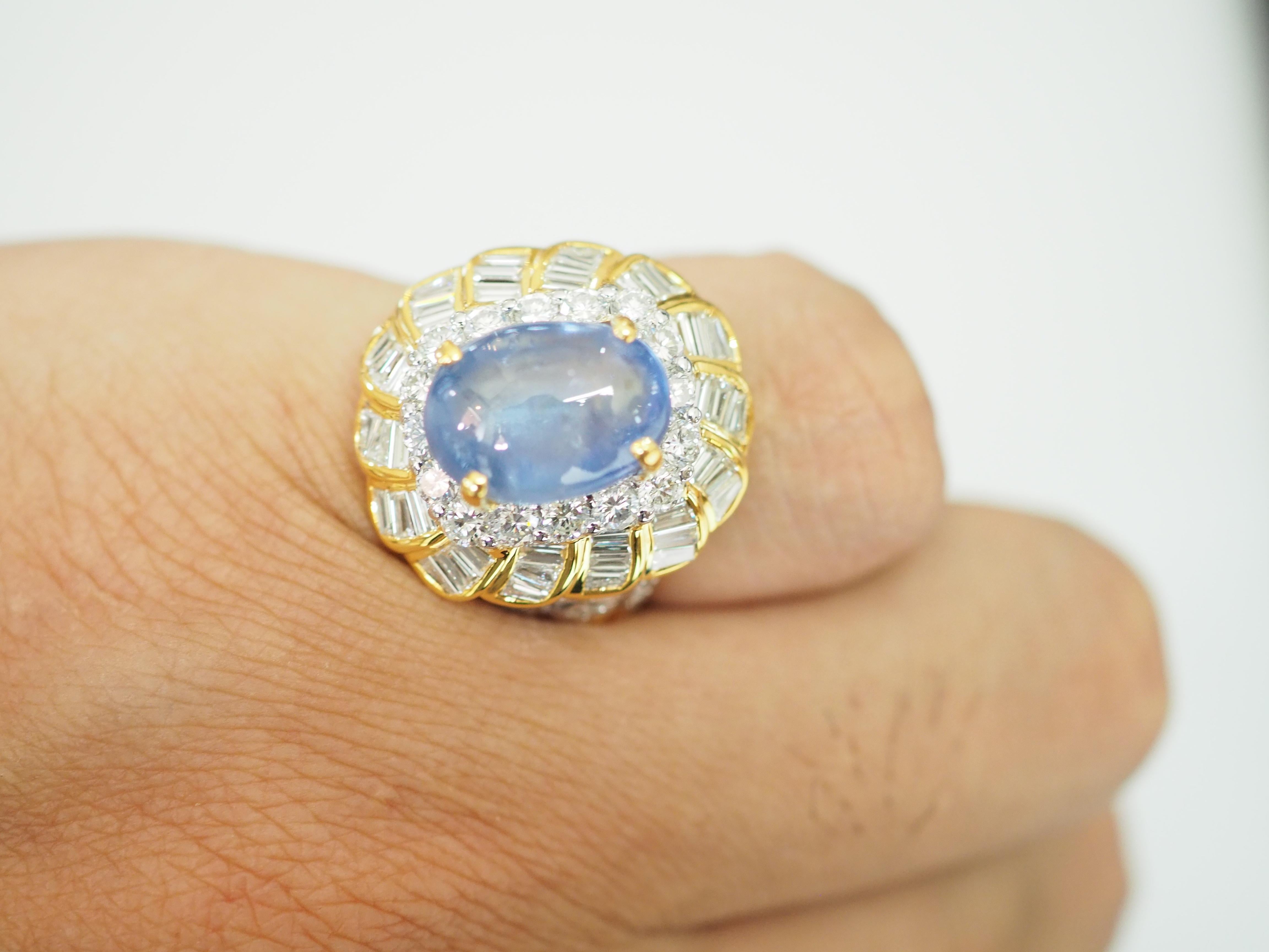 ICA 18k Gold No Heat 8.58ct Ceylon Blue Star Sapphire & 2.19ct Diamond Ring For Sale 2