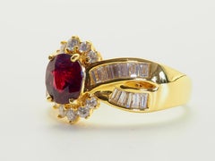 ICA 18K Gold Unheated 1.15ct Intense Red Ruby & 0.71ct Diamond Fine Ring