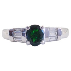 ICA 18K Weißgold 0,62ct Oval Deep Vivid Green Tsavorite & 0,15ct Diamant Ring