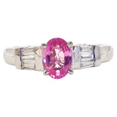 ICA 18K White Gold 0.75ct Pink Sapphire & 0.15ct Diamond Fine Ring