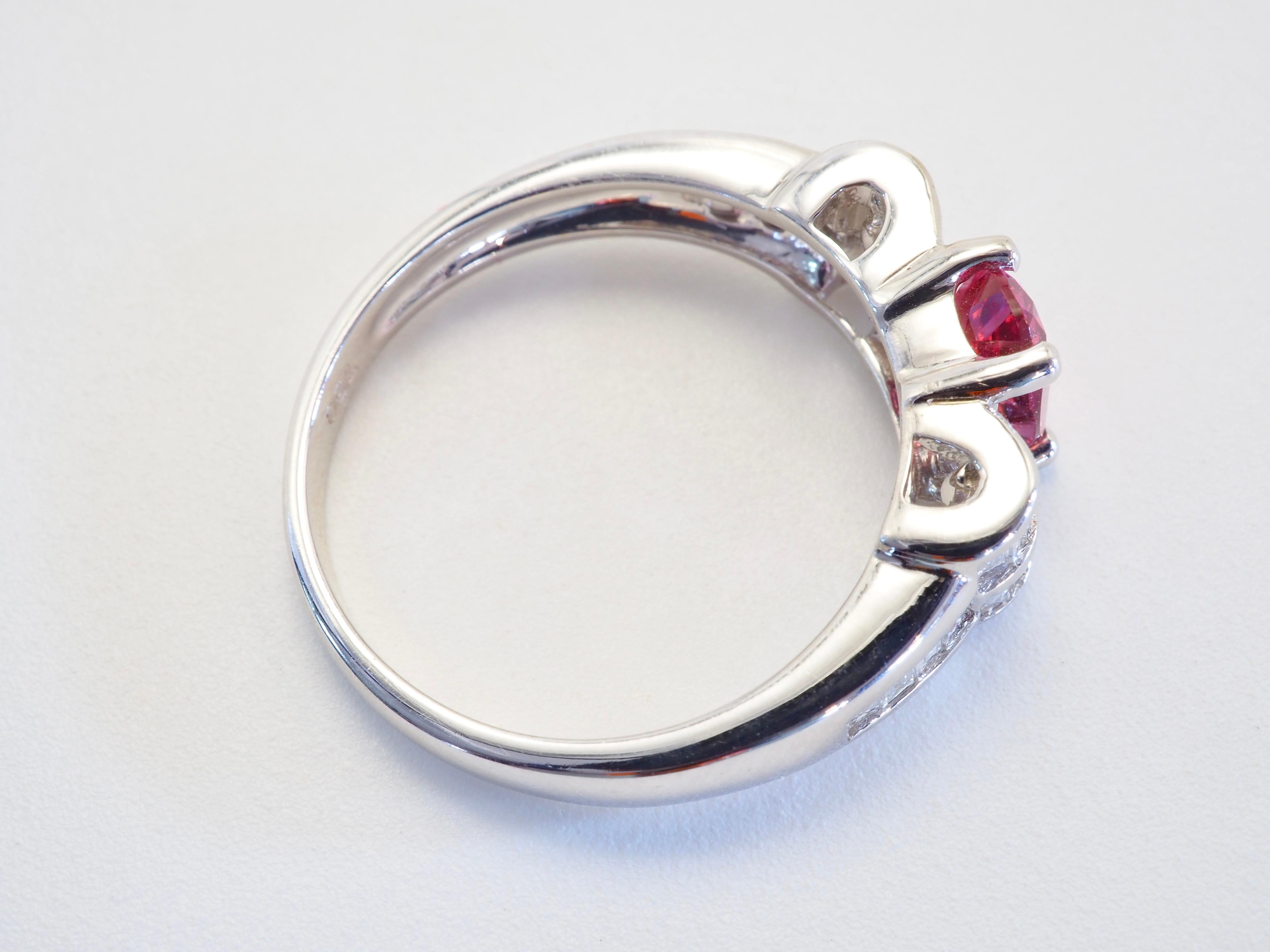 ICA 18K White Gold 0.75ct Pink Tourmaline & 0.47ct Diamond Fine Ring In New Condition For Sale In เกาะสมุย, TH
