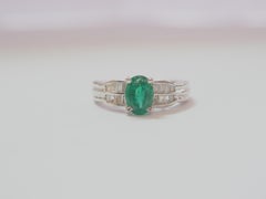 ICA 18k White Gold 0.89ct (F1) Emerald & 0.26ct Diamond Engagement Ring