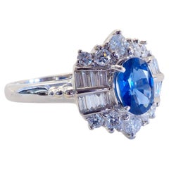 ICA Bague en or blanc 18 carats 1,01ct saphir bleu bleu et 0,63ct diamant