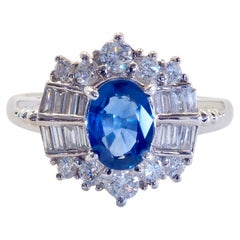 ICA Bague en or blanc 18 carats 1,01ct saphir bleu bleu et 0,63ct diamant