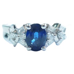 ICA 18K White Gold 1.20ct Blue Sapphire & 0.26ct Diamond Engagement Ring