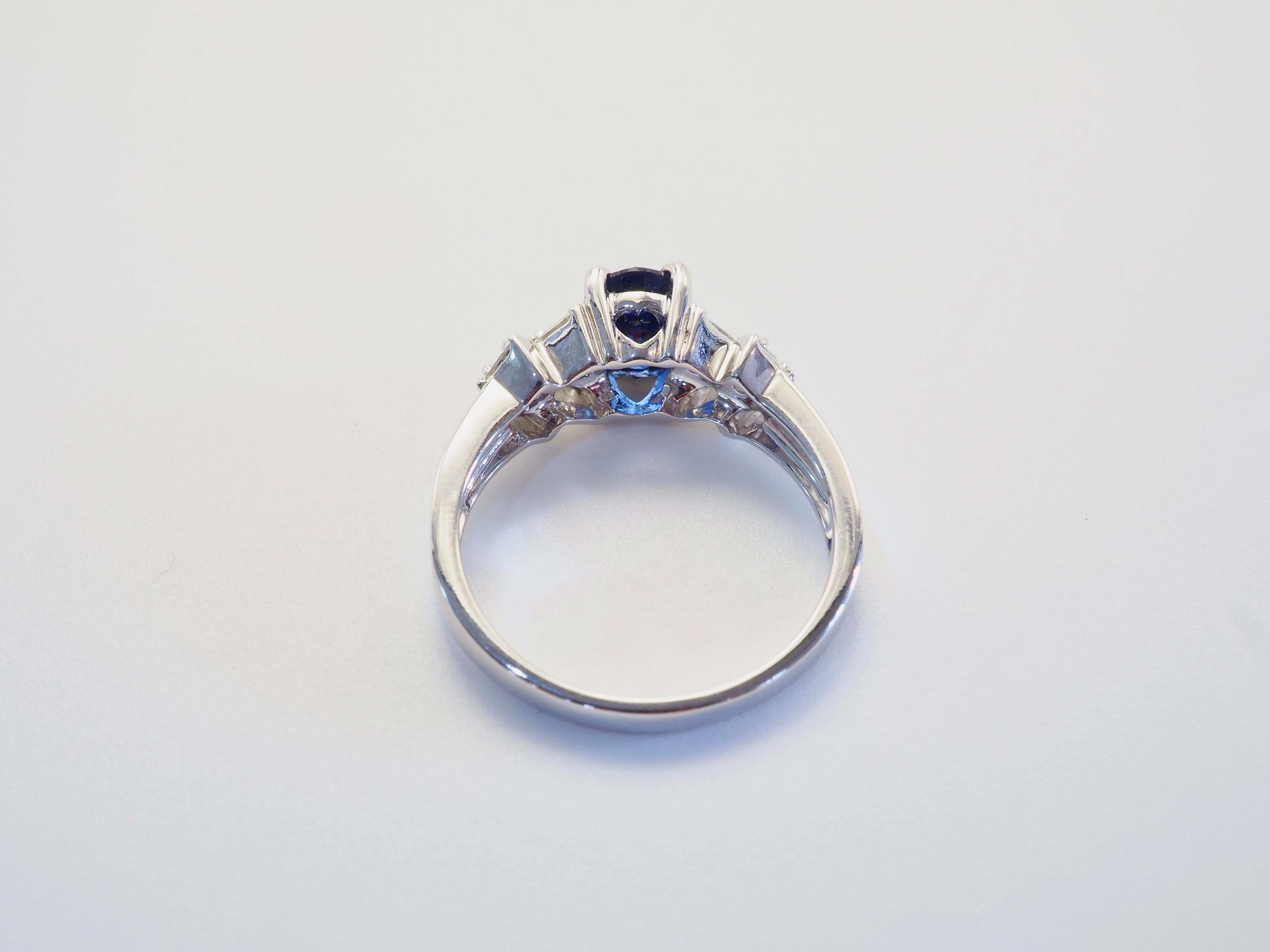 ICA 18K Weißgold 1,20ct Lebendiger Blauer Saphir & 0,26ct Diamant Feiner Ring Damen im Angebot