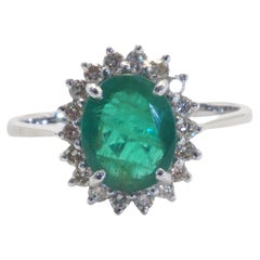 ICA 18K White Gold 1.30ct F1 Emerald 
0.35ct Brilliant Diamond Cocktail Ring