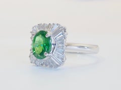 ICA Bague en or blanc 18 carats 1,71ct Tsavorite ovale vert brillant et 0,88ct Diamant