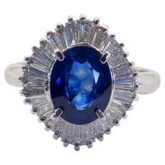 Anello Ballerina ICA in oro bianco 18 carati con zaffiro blu da 2,25 carati e diamante da 0,70 carati