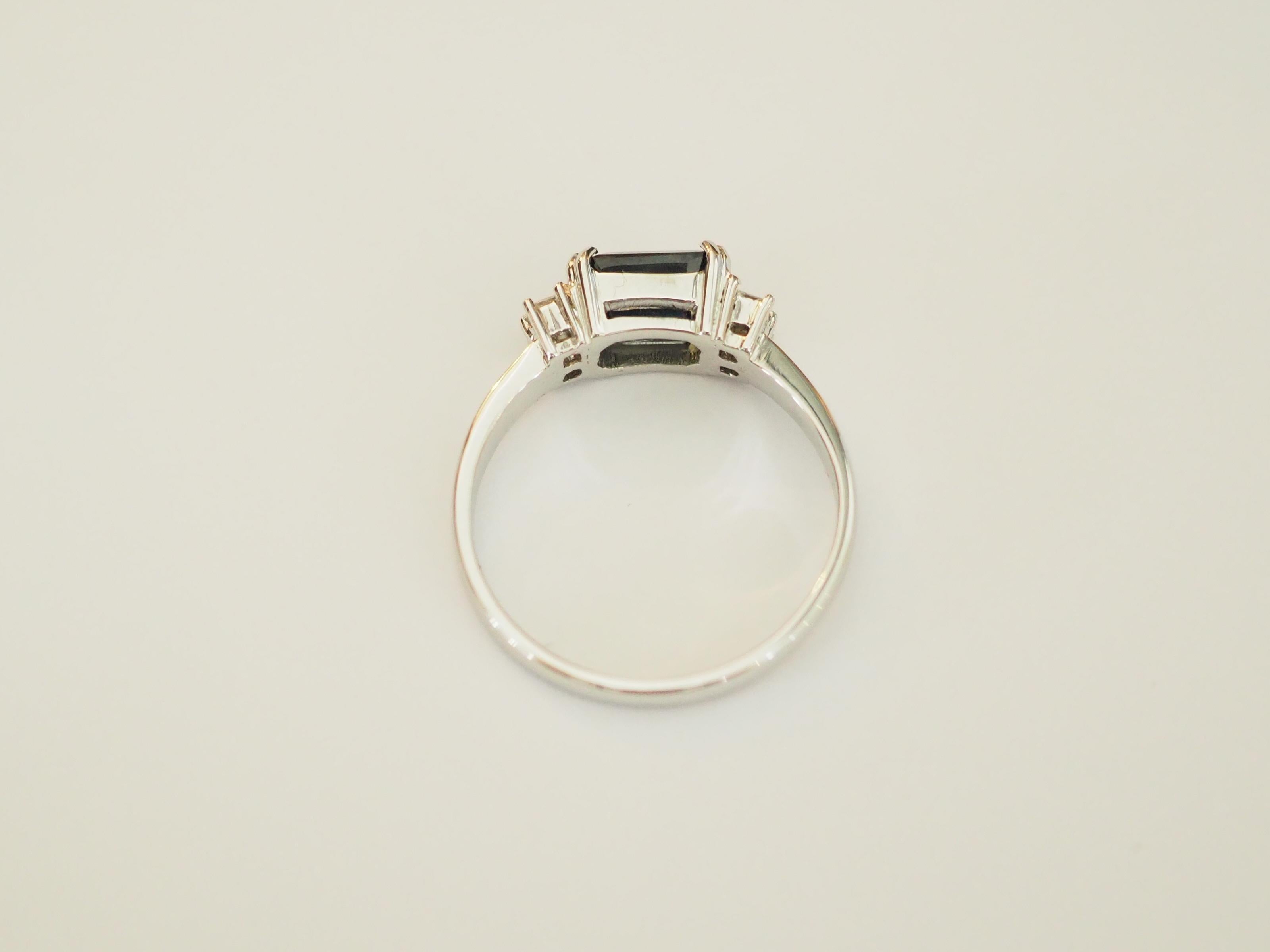 Contemporary ICA 18k White Gold No-Heat 2.18 Carat Thailand Teal Sapphire & Diamond Fine Ring