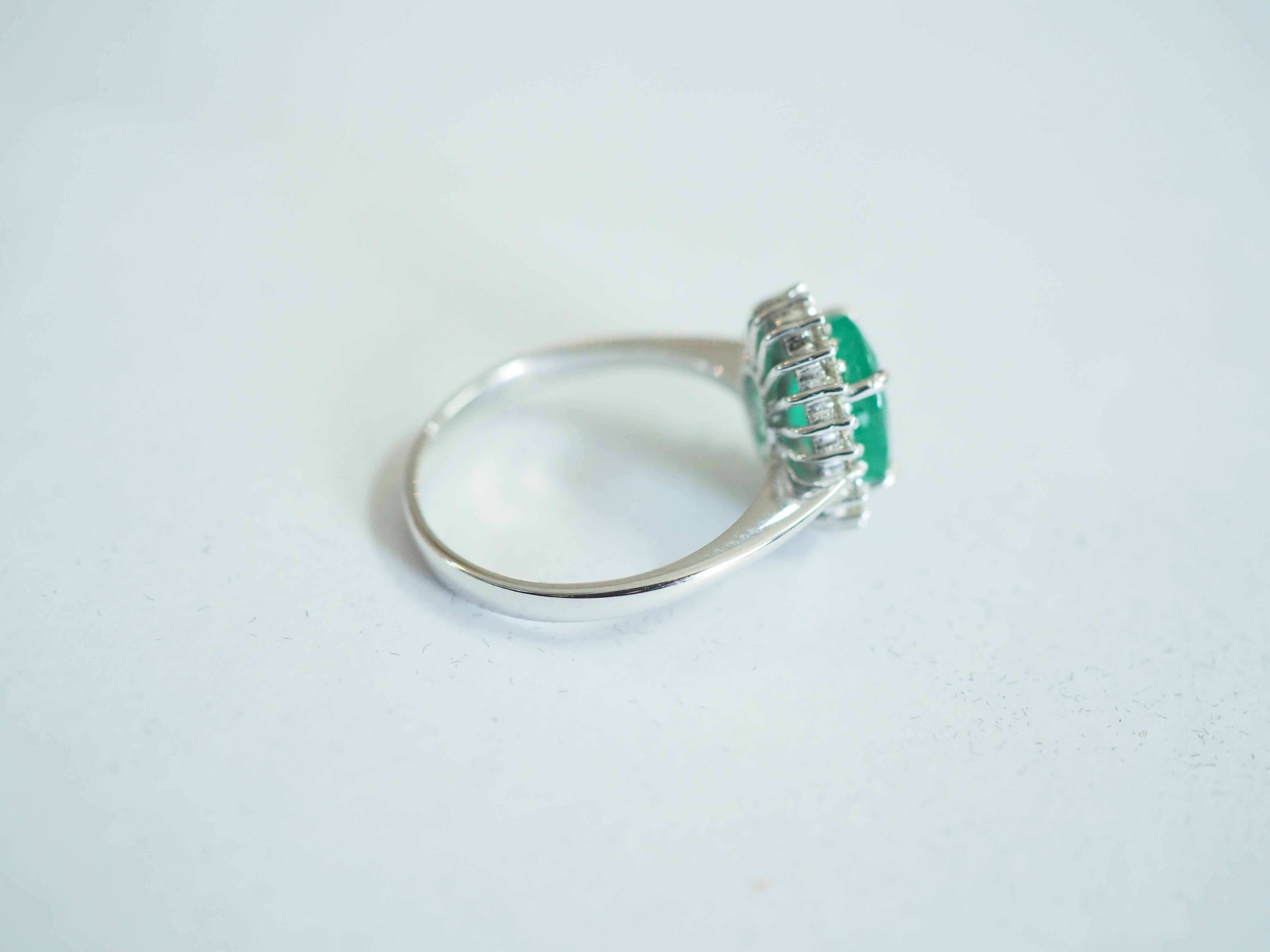 Women's No Reserve- ICA 2.36ct F1 Emerald & 0.40ct Diamond 18k White Gold Cocktail Ring