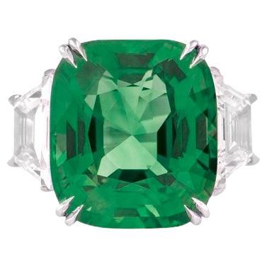 ICA Certified 5.43 Carat Green Emerald MINOR OIL Diamond Ring
