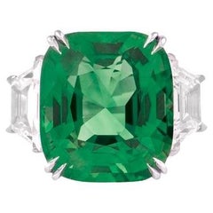 ICA Certified 5.43 Carat Green Emerald MINOR OIL Diamond Ring