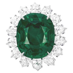 Certificato ICA 5,43 Ct. Anello in platino con diamante smeraldo Minor Oil