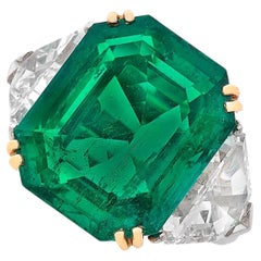 ICA Certificado 7,37 Quilates Anillo de Diamante Esmeralda Verde Aceite Insignificante