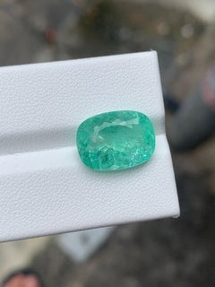 ICA Certified 7.37 Carat Natural Loose Paraiba Tourmaline Cushion Shape Gemstone