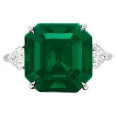 ICA LAB 5.49 Carat UNTREATED VIVID Green Emerald Ring