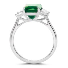 GRS Certified 4.33 Green Emerald Diamond Platinum Ring