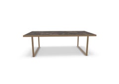 Mesa de centro rectangular Icaro de metal color bronce. Encimera de mármol Emperador.