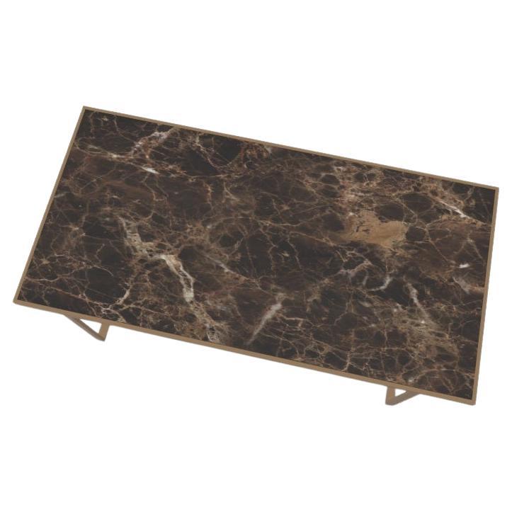 Icaro Emperador Marble & Bronze Metal Rectangular Coffee Table, Made in Italy.