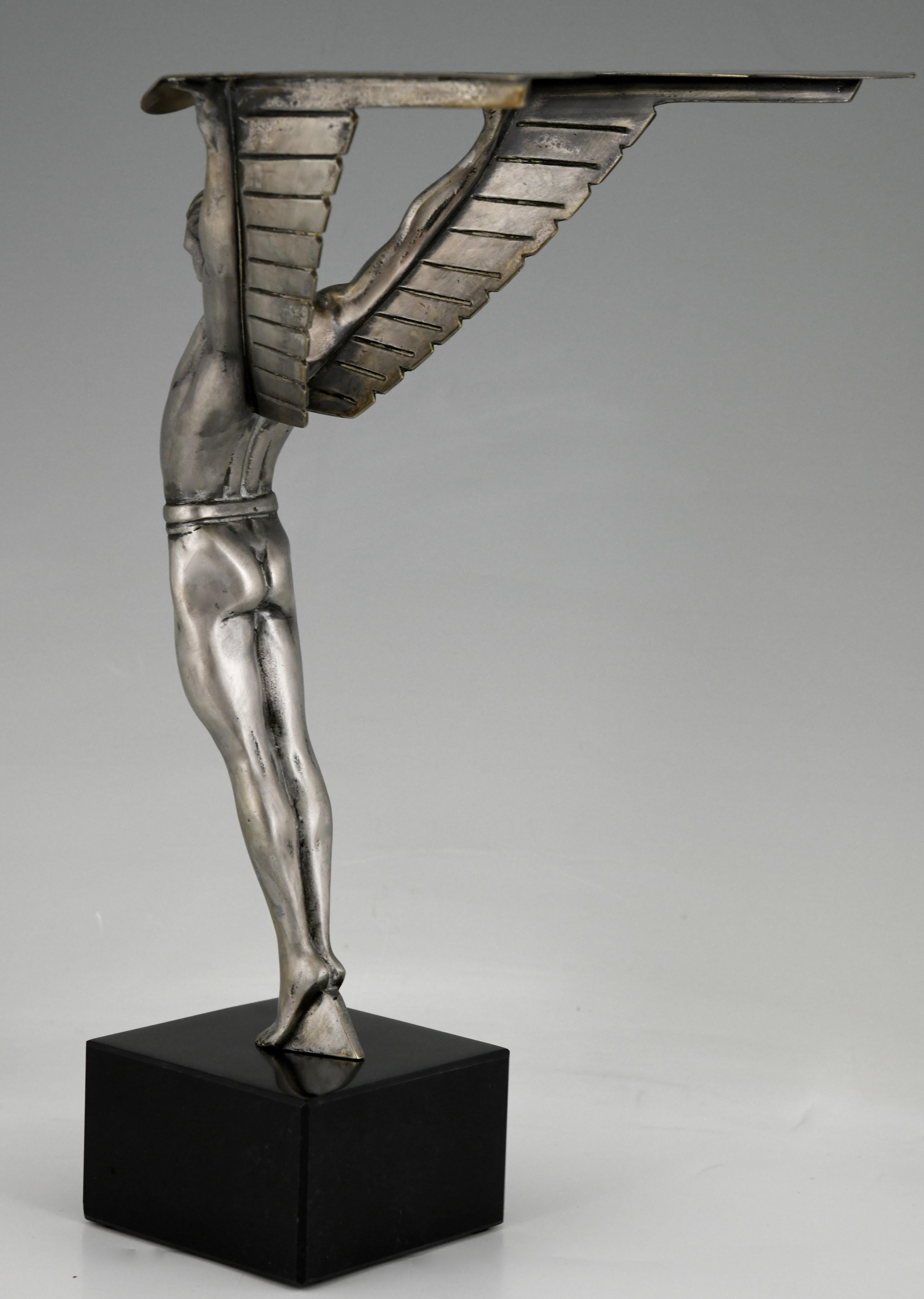 Mid-20th Century Icarus Art Deco Bronze Sculpture of a Winged Athlete Style of Schmidt Hofer