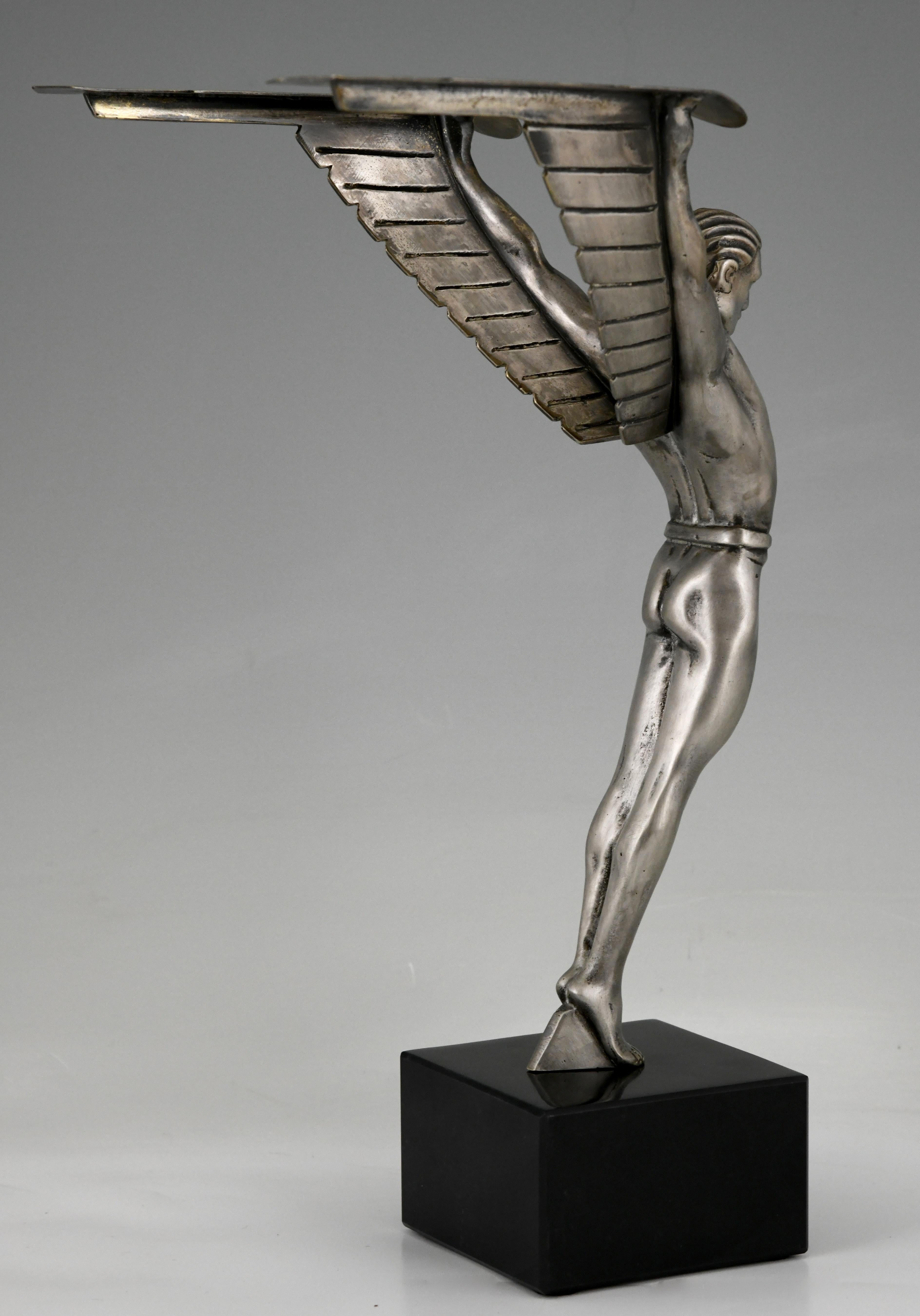 Icarus Art Deco Bronze Sculpture of a Winged Athlete Style of Schmidt Hofer 2