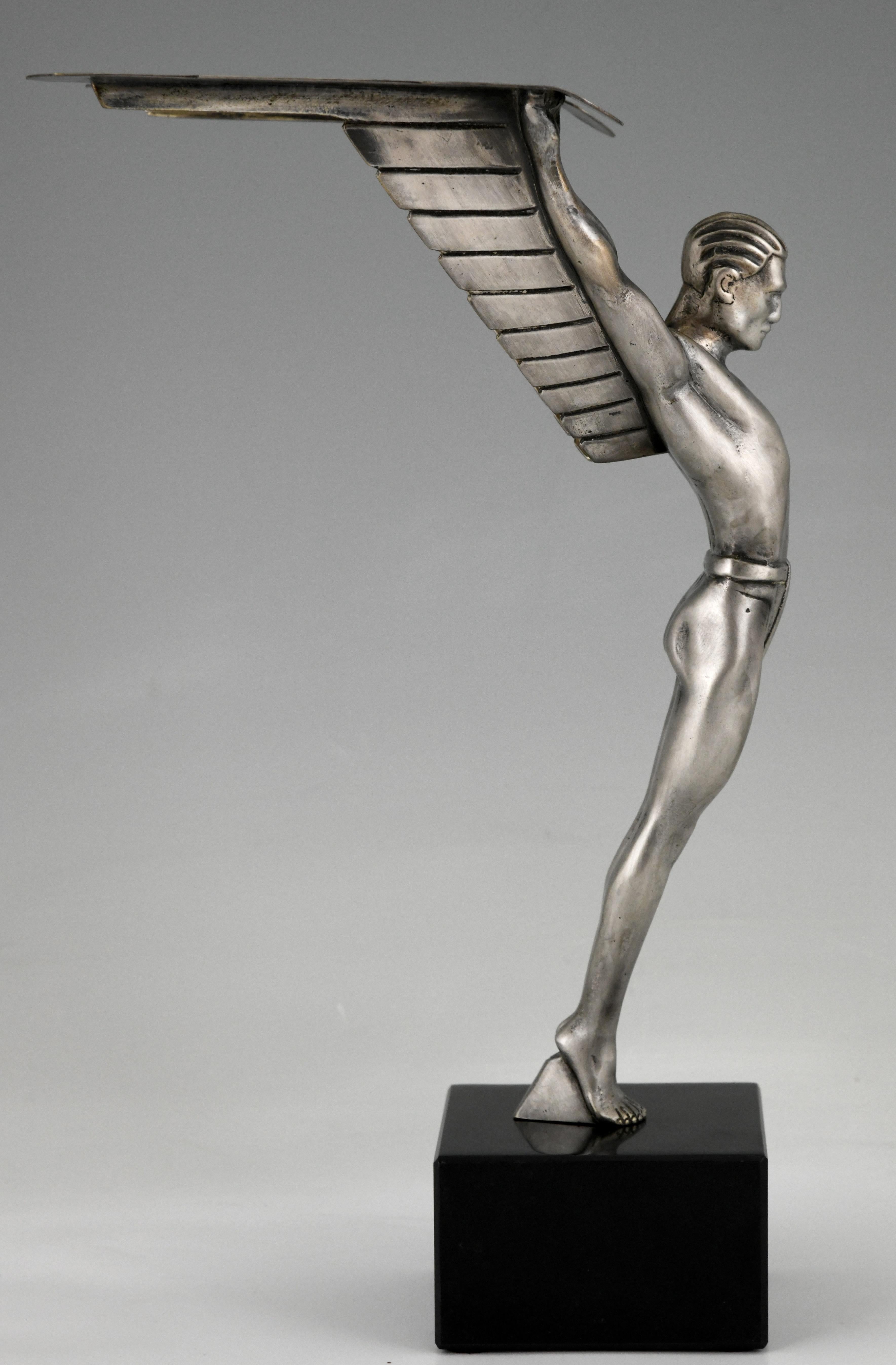 Mid-20th Century Icarus Art Deco Bronze Sculpture of a Winged Athlete Style of Schmidt Hofer