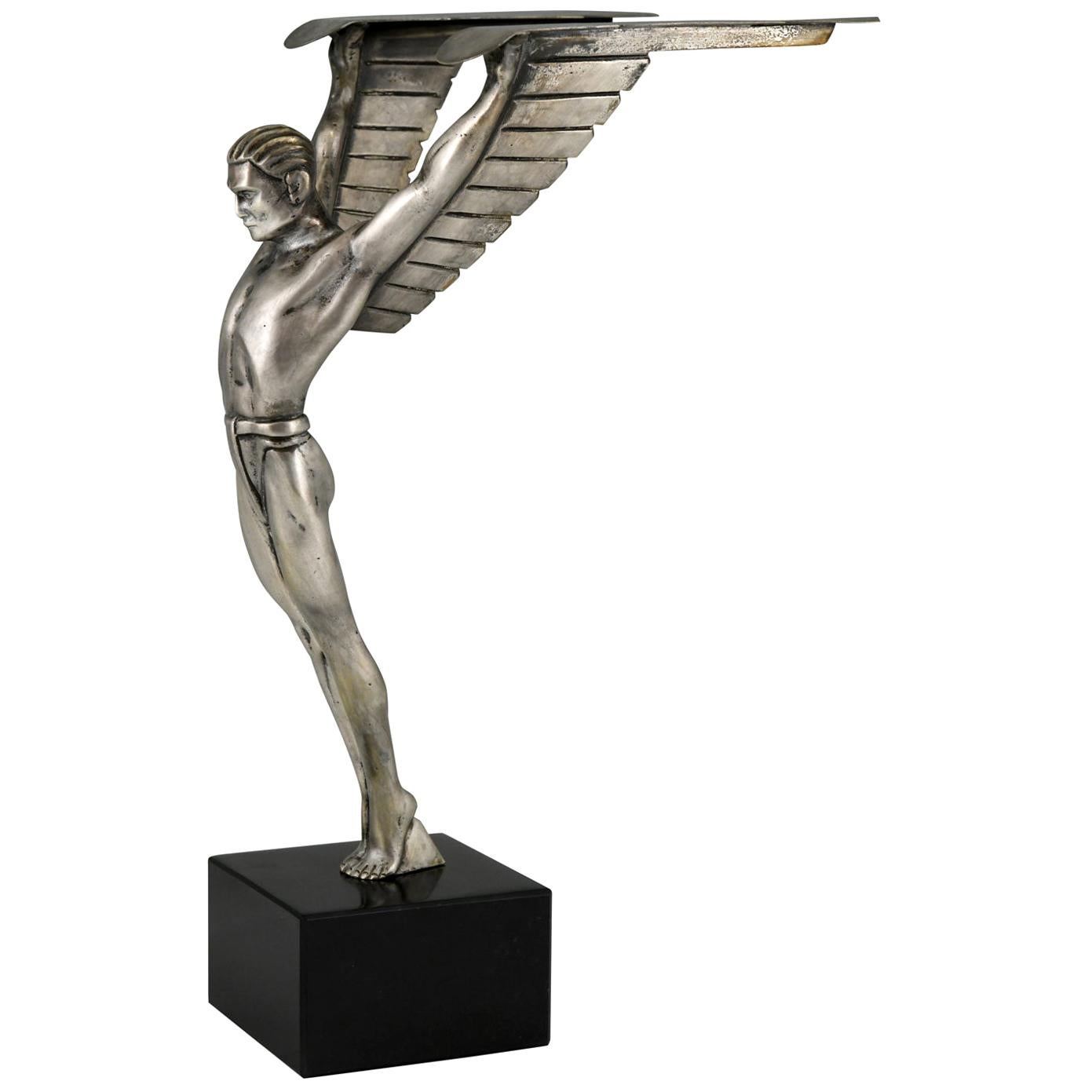 Icarus Art Deco Bronze Sculpture of a Winged Athlete Style of Schmidt Hofer