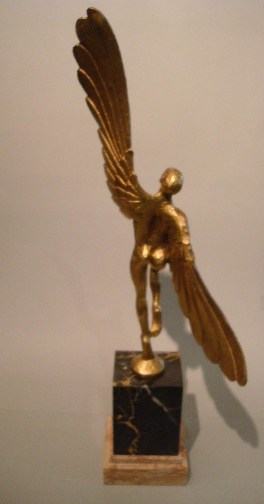 Icarus, Art Deco Metal Sculpture of an Athletic Man with Stylized Wings 1