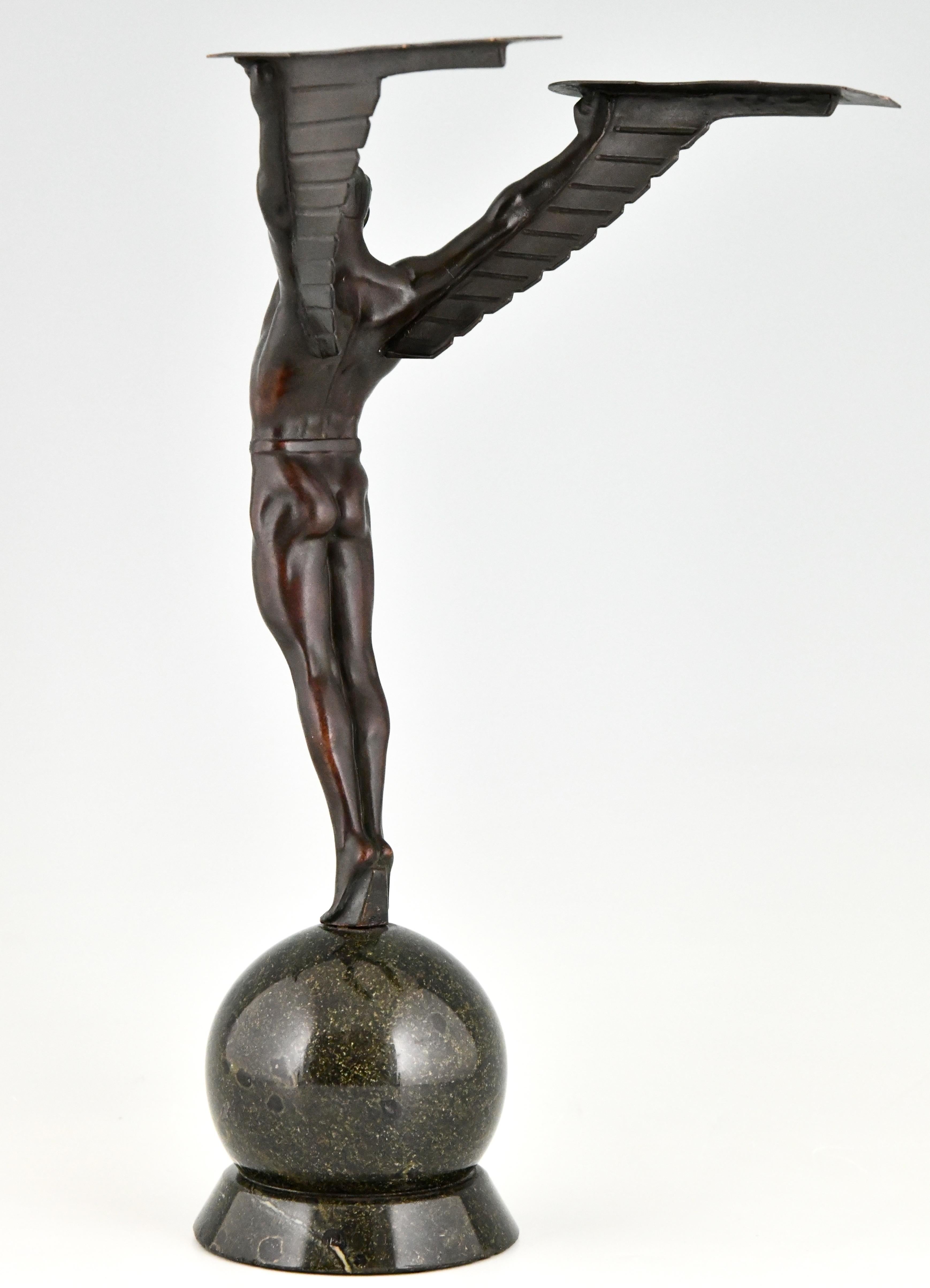 German Icarus Art Deco Sculpture of a Winged Athlete in the Style of Schmidt Hofer