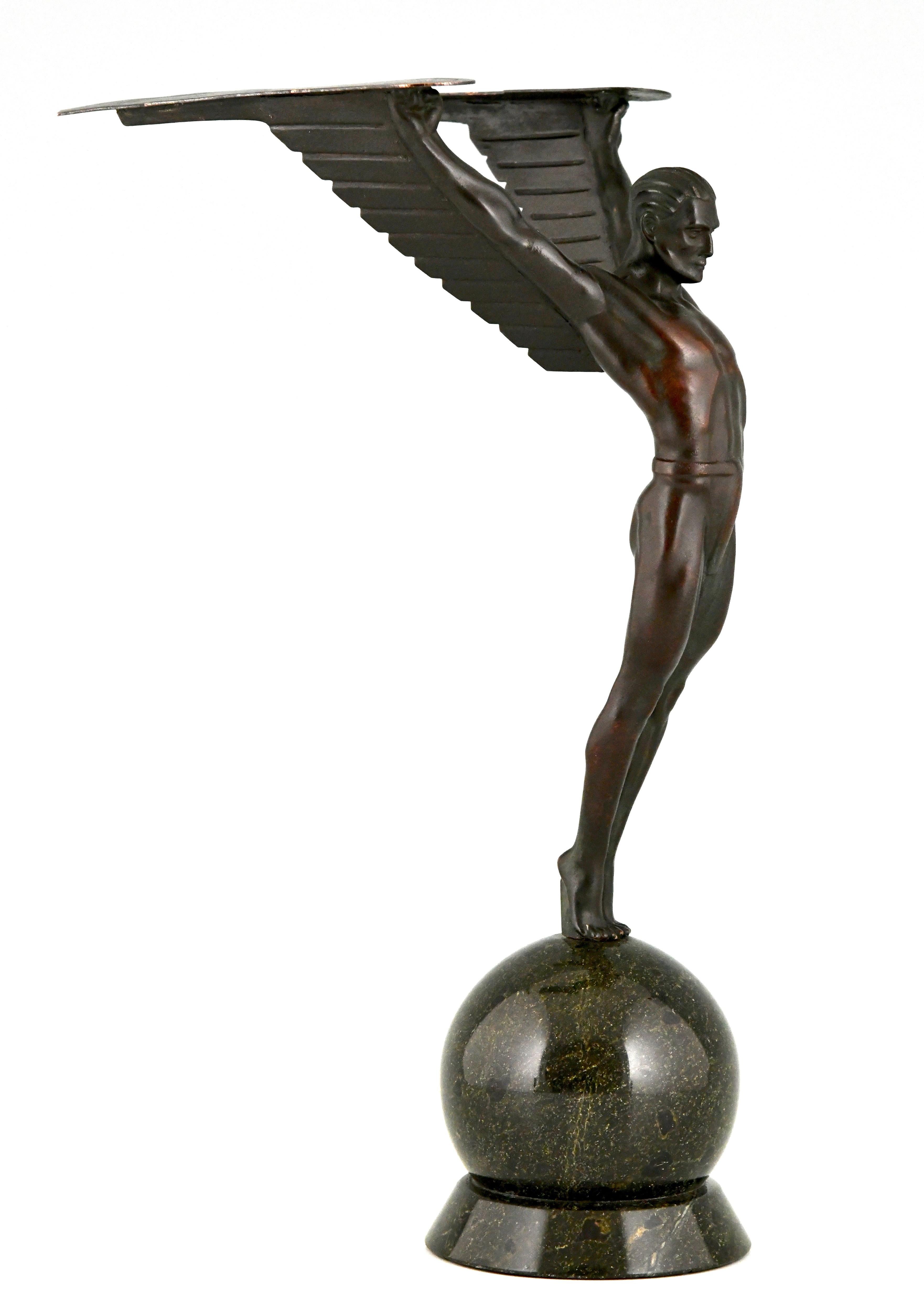 Mid-20th Century Icarus Art Deco Sculpture of a Winged Athlete in the Style of Schmidt Hofer